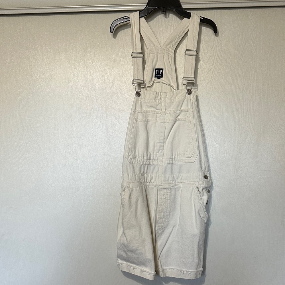 GAP White Short Denim Overall Romper